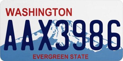 WA license plate AAX3986