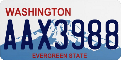 WA license plate AAX3988
