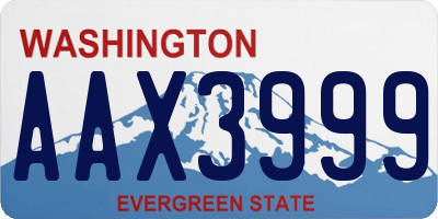 WA license plate AAX3999