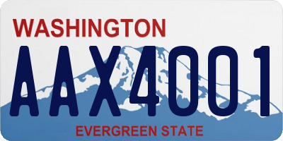 WA license plate AAX4001