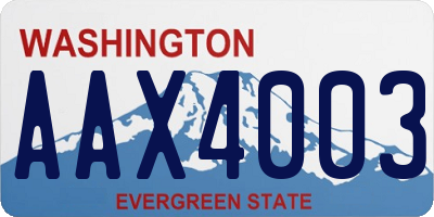 WA license plate AAX4003