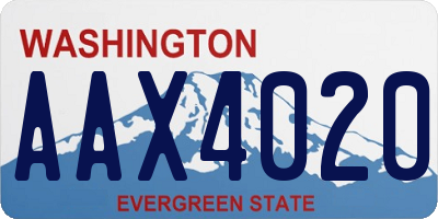 WA license plate AAX4020