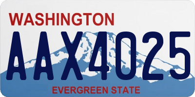 WA license plate AAX4025