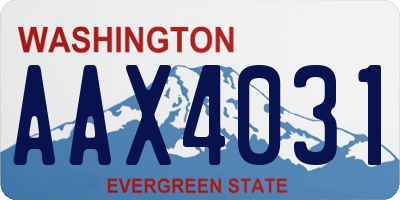 WA license plate AAX4031