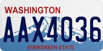 WA license plate AAX4036