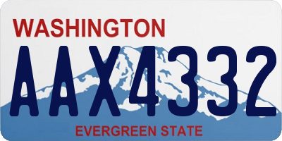 WA license plate AAX4332