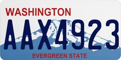 WA license plate AAX4923