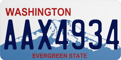 WA license plate AAX4934