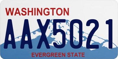WA license plate AAX5021