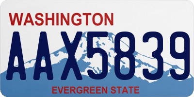 WA license plate AAX5839