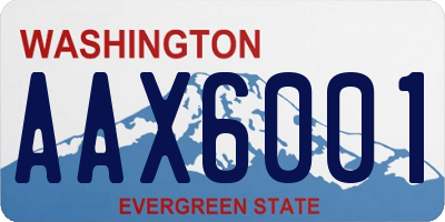 WA license plate AAX6001