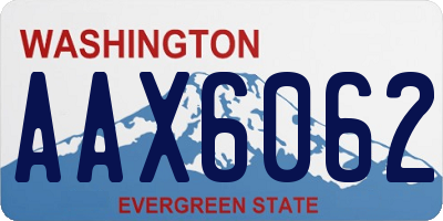WA license plate AAX6062