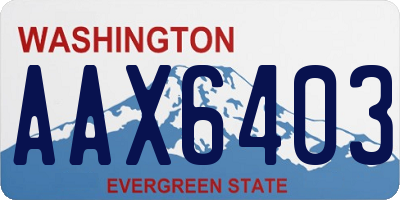 WA license plate AAX6403