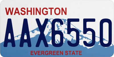 WA license plate AAX6550