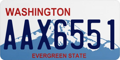 WA license plate AAX6551