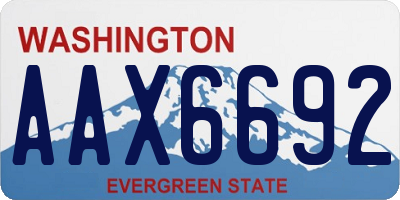 WA license plate AAX6692