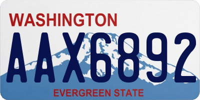 WA license plate AAX6892