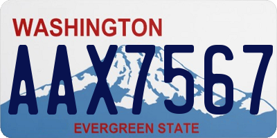 WA license plate AAX7567