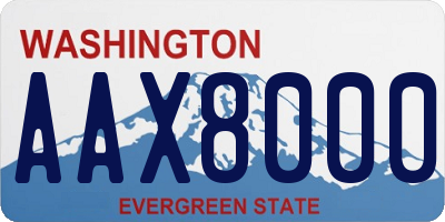 WA license plate AAX8000