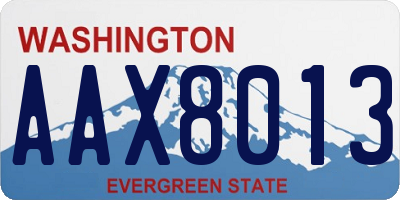 WA license plate AAX8013