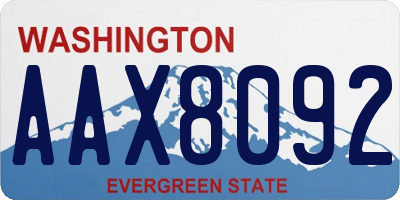 WA license plate AAX8092