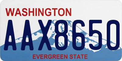 WA license plate AAX8650