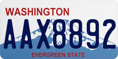 WA license plate AAX8892