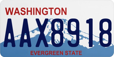 WA license plate AAX8918