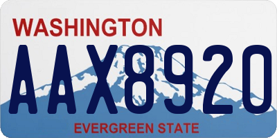 WA license plate AAX8920