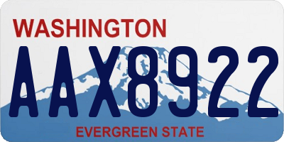 WA license plate AAX8922