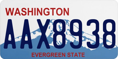 WA license plate AAX8938