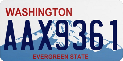 WA license plate AAX9361