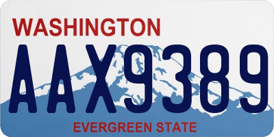 WA license plate AAX9389