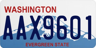 WA license plate AAX9601