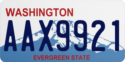 WA license plate AAX9921