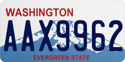 WA license plate AAX9962