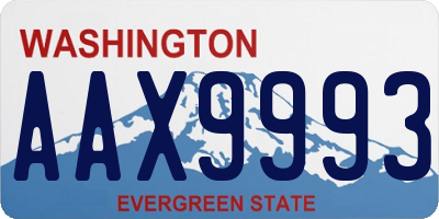 WA license plate AAX9993