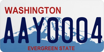 WA license plate AAY0004