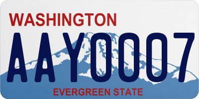 WA license plate AAY0007