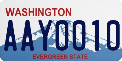 WA license plate AAY0010