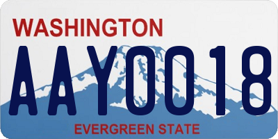 WA license plate AAY0018