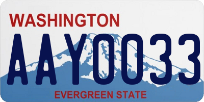 WA license plate AAY0033