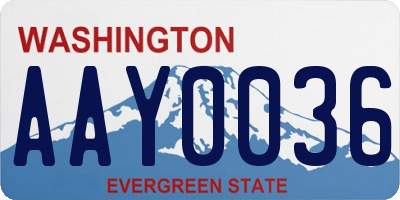WA license plate AAY0036