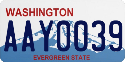 WA license plate AAY0039