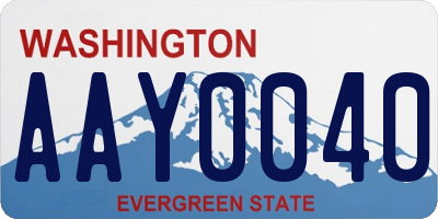 WA license plate AAY0040