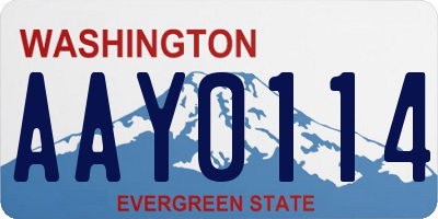 WA license plate AAY0114