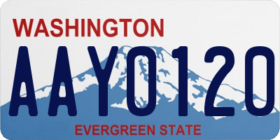 WA license plate AAY0120