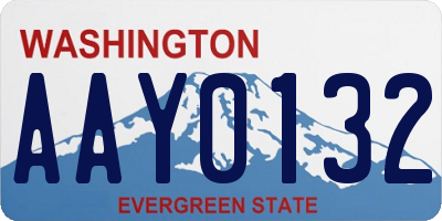 WA license plate AAY0132