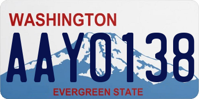 WA license plate AAY0138
