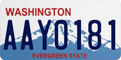 WA license plate AAY0181